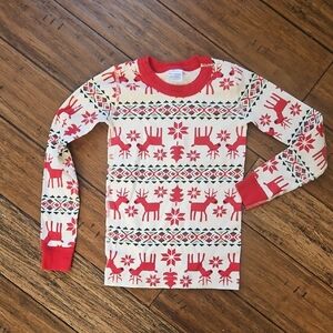Hanna Andersson Red and Cream Reindeer Long Sleeve Tee Size 8